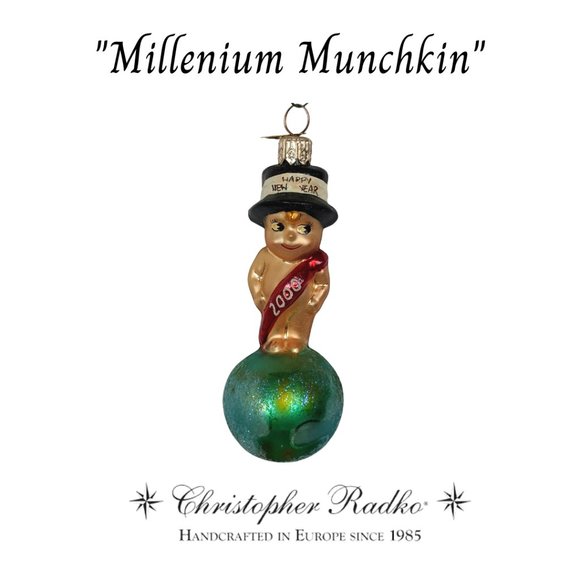 2000 Christopher Radko "Millenium Munchkin" Baby Fine Glass Ornament - Picture 2 of 5